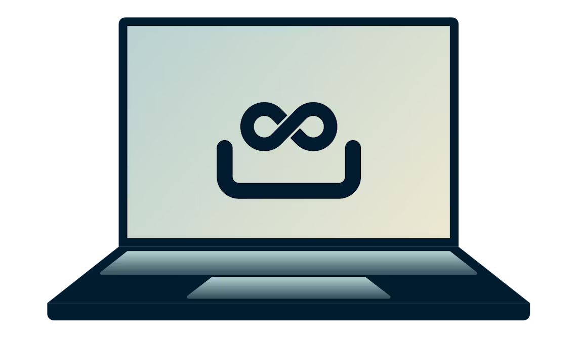 Acceda a sitios web censurados con su aplicaci&oacute;n segura ExpressVPN. Un port&aacute;til con un bucle infinito en &eacute;l.